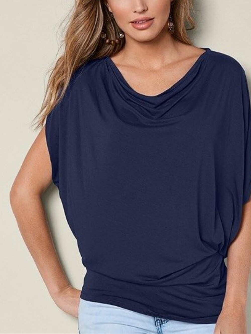 Cato Stylish Plus Size Drape Versatile Navy Top Size 26/28W!